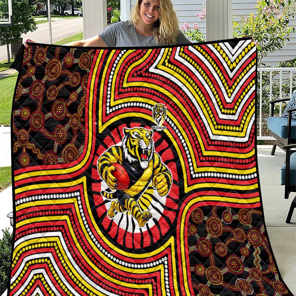 Richmond Football Club Quilt Indigenous Monochrome Dot Art Mascot Style