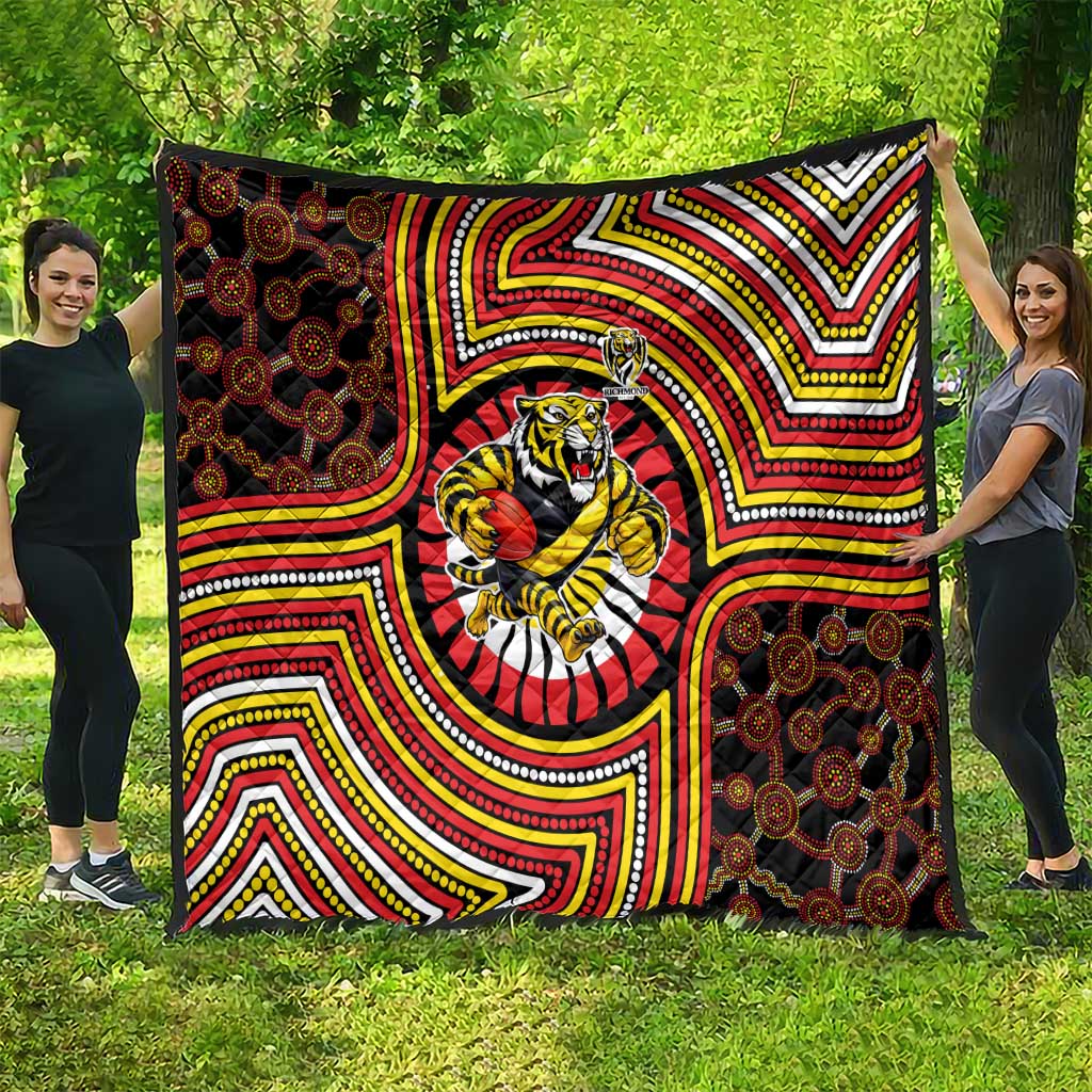 Richmond Football Club Quilt Indigenous Monochrome Dot Art Mascot Style