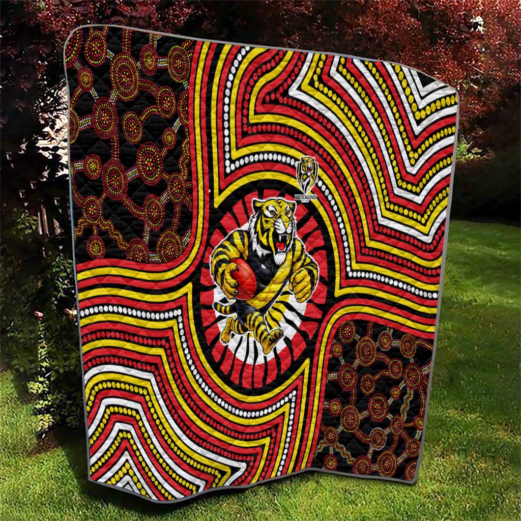 Richmond Football Club Quilt Indigenous Monochrome Dot Art Mascot Style