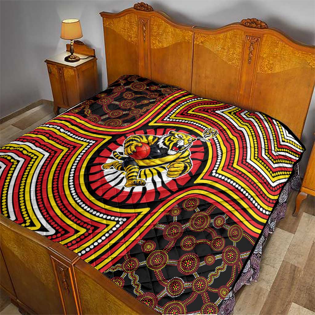 Richmond Football Club Quilt Indigenous Monochrome Dot Art Mascot Style