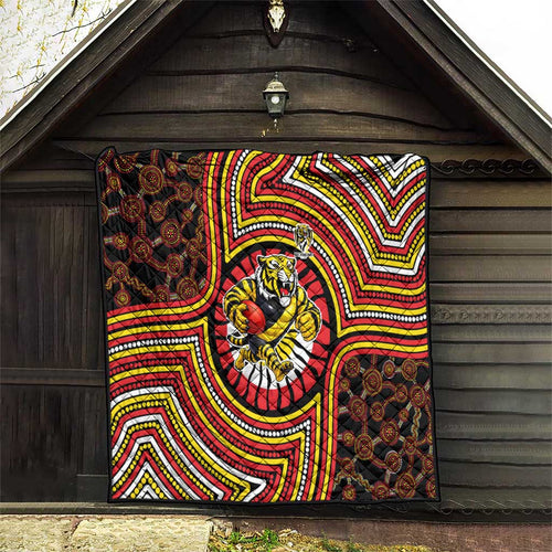 Richmond Football Club Quilt Indigenous Monochrome Dot Art Mascot Style