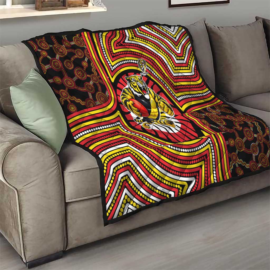 Richmond Football Club Quilt Indigenous Monochrome Dot Art Mascot Style