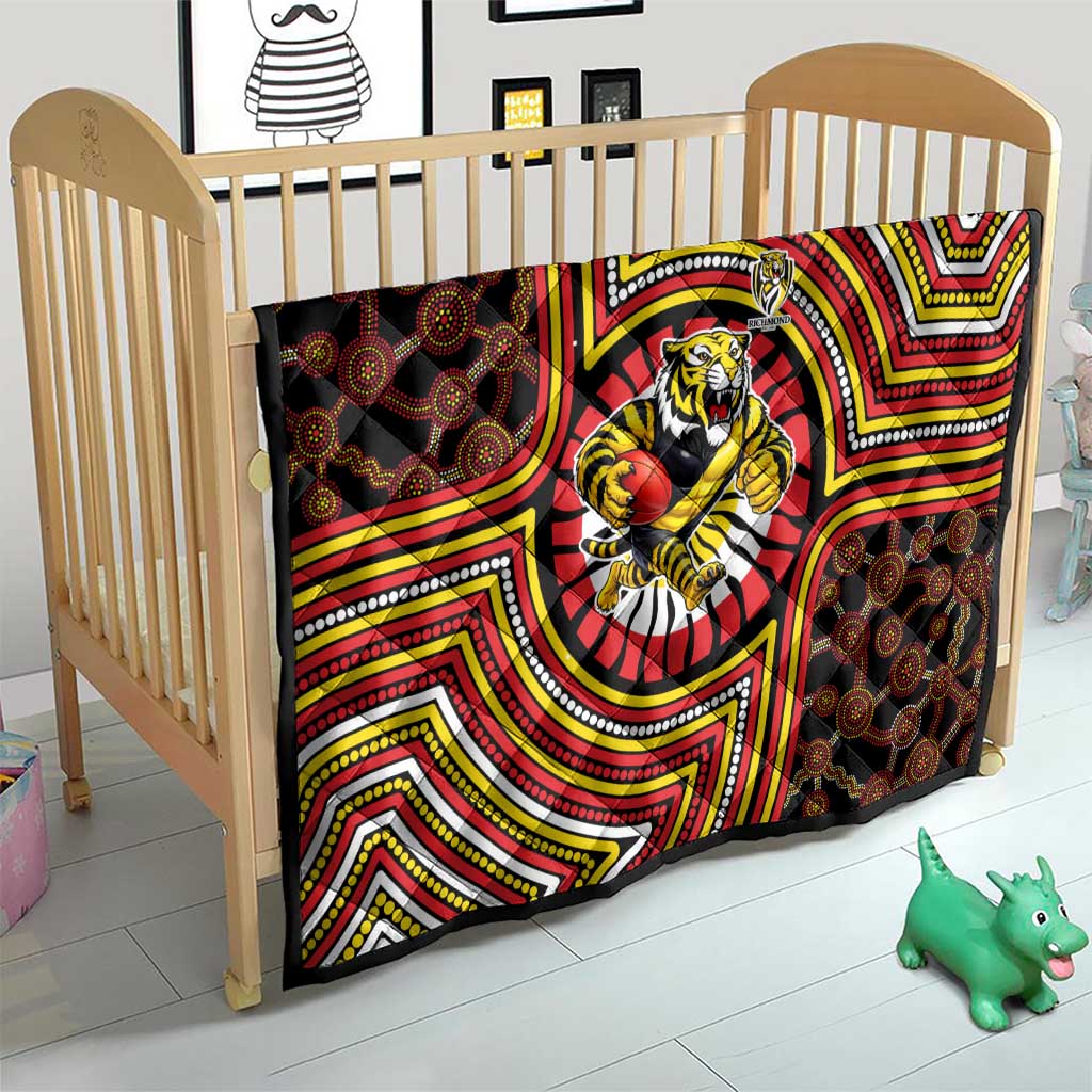 Richmond Football Club Quilt Indigenous Monochrome Dot Art Mascot Style