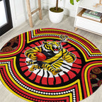 Richmond Football Club Round Carpet Indigenous Monochrome Dot Art Mascot Style