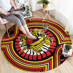 Richmond Football Club Round Carpet Indigenous Monochrome Dot Art Mascot Style