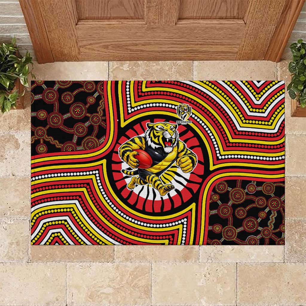 Richmond Football Club Rubber Doormat Indigenous Monochrome Dot Art Mascot Style
