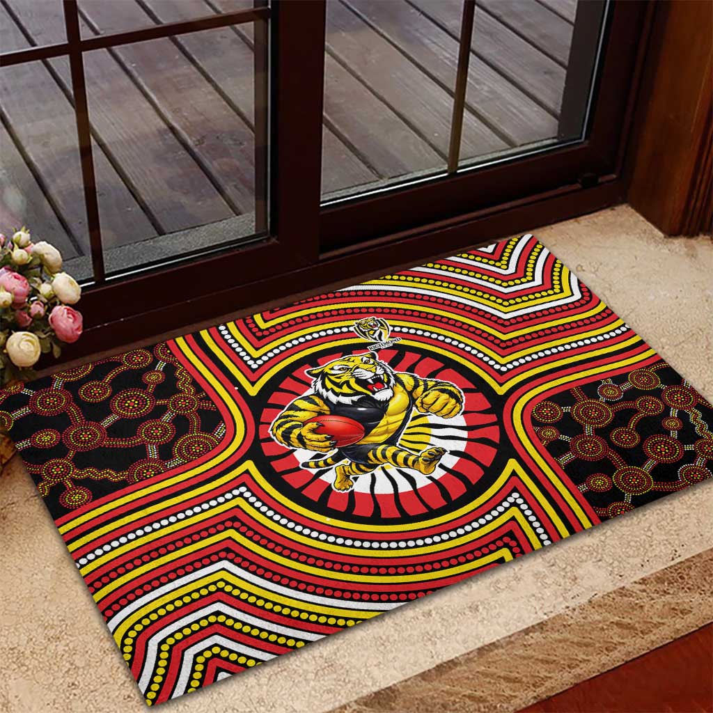 Richmond Football Club Rubber Doormat Indigenous Monochrome Dot Art Mascot Style