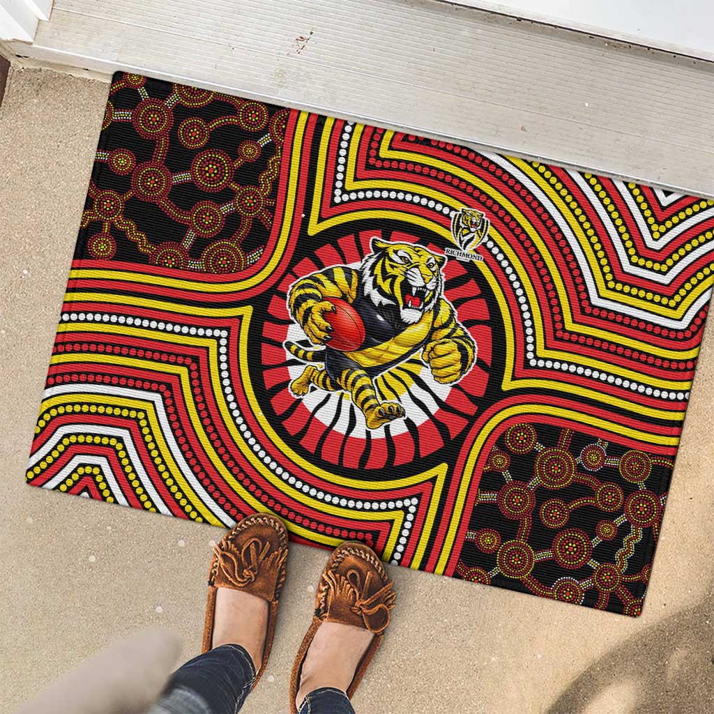 Richmond Football Club Rubber Doormat Indigenous Monochrome Dot Art Mascot Style