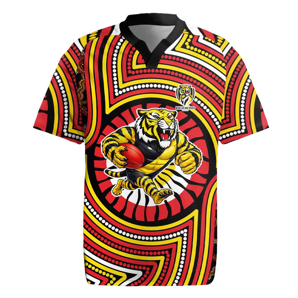 Richmond Football Club Rugby Jersey Indigenous Monochrome Dot Art Mascot Style