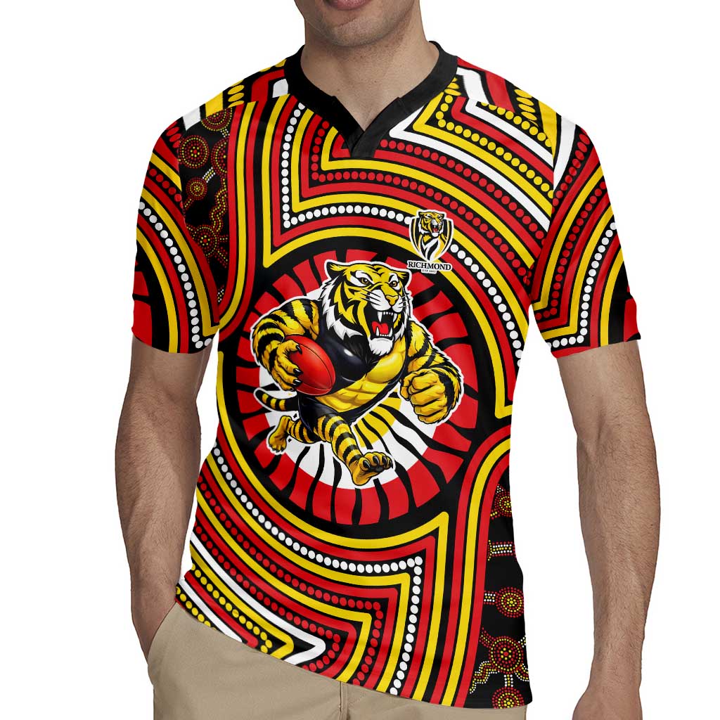 Richmond Football Club Rugby Jersey Indigenous Monochrome Dot Art Mascot Style
