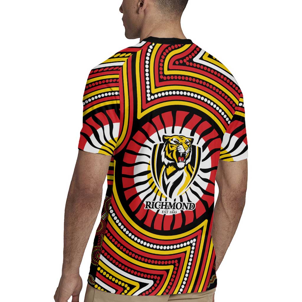 Richmond Football Club Rugby Jersey Indigenous Monochrome Dot Art Mascot Style