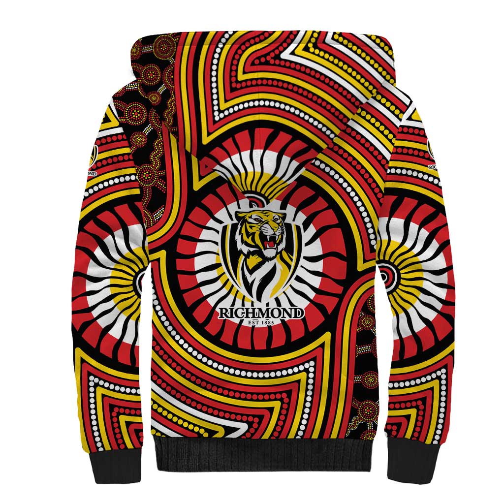 Richmond Football Club Sherpa Hoodie Indigenous Monochrome Dot Art Mascot Style