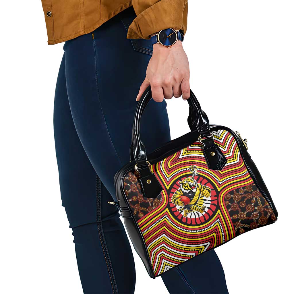 Richmond Football Club Shoulder Handbag Indigenous Monochrome Dot Art Mascot Style