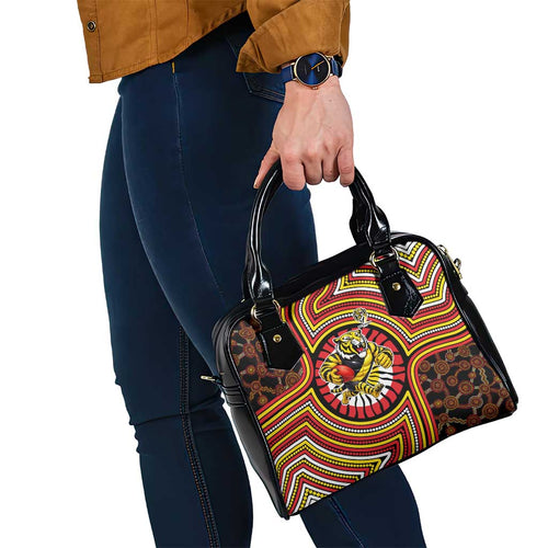Richmond Football Club Shoulder Handbag Indigenous Monochrome Dot Art Mascot Style