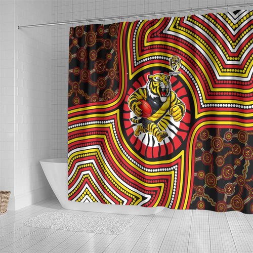 Richmond Football Club Shower Curtain Indigenous Monochrome Dot Art Mascot Style