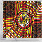 Richmond Football Club Shower Curtain Indigenous Monochrome Dot Art Mascot Style