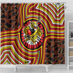 Richmond Football Club Shower Curtain Indigenous Monochrome Dot Art Mascot Style