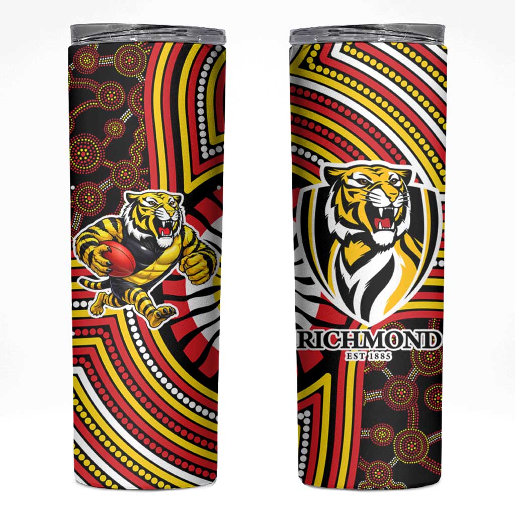 Richmond Football Club Skinny Tumbler Indigenous Monochrome Dot Art Mascot Style