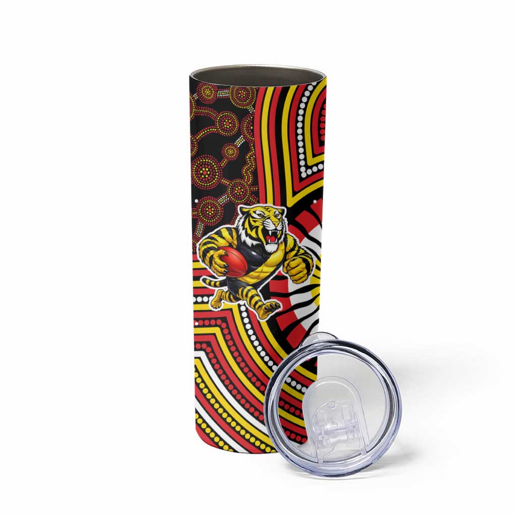 Richmond Football Club Skinny Tumbler Indigenous Monochrome Dot Art Mascot Style