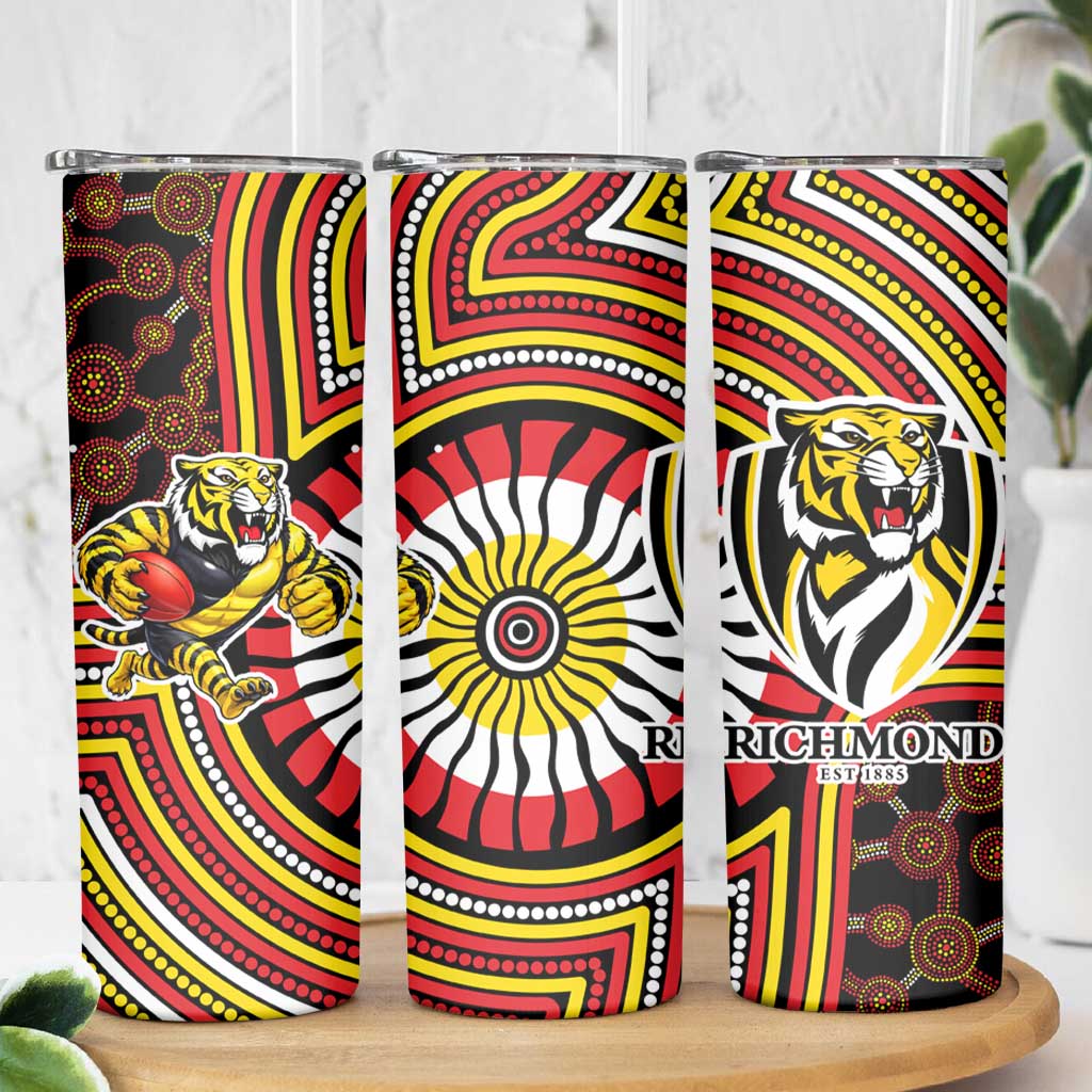 Richmond Football Club Skinny Tumbler Indigenous Monochrome Dot Art Mascot Style