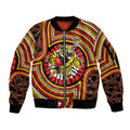 Richmond Football Club Sleeve Zip Bomber Jacket Indigenous Monochrome Dot Art Mascot Style