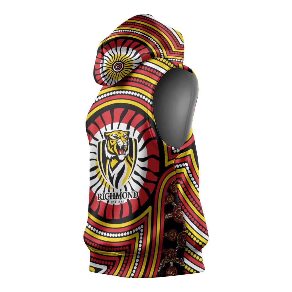 Richmond Football Club Sleeveless Hoodie Indigenous Monochrome Dot Art Mascot Style