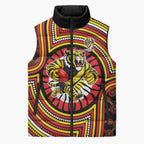 Richmond Football Club Sleeveless Puffer Jacket Indigenous Monochrome Dot Art Mascot Style