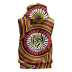 Richmond Football Club Sleeveless Zip Hoodie Indigenous Monochrome Dot Art Mascot Style