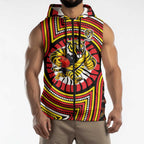 Richmond Football Club Sleeveless Zip Hoodie Indigenous Monochrome Dot Art Mascot Style
