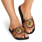 Richmond Football Club Slide Sandals Indigenous Monochrome Dot Art Mascot Style