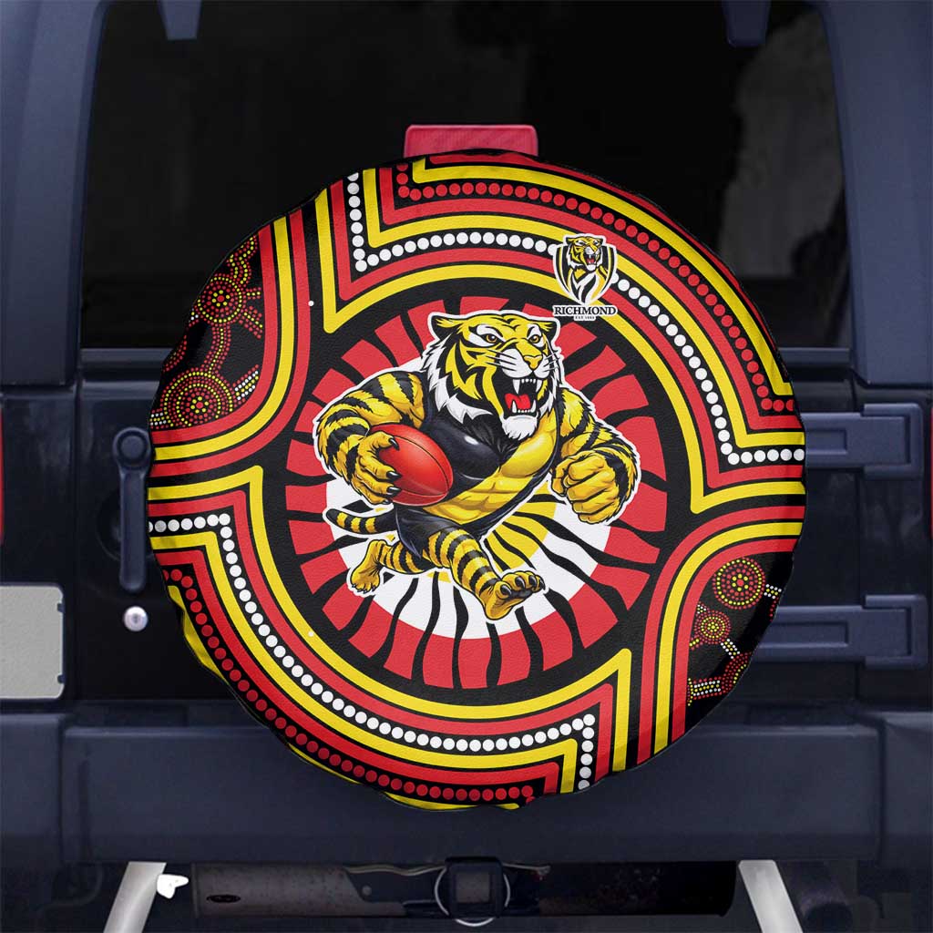 Richmond Football Club Spare Tire Cover Indigenous Monochrome Dot Art Mascot Style