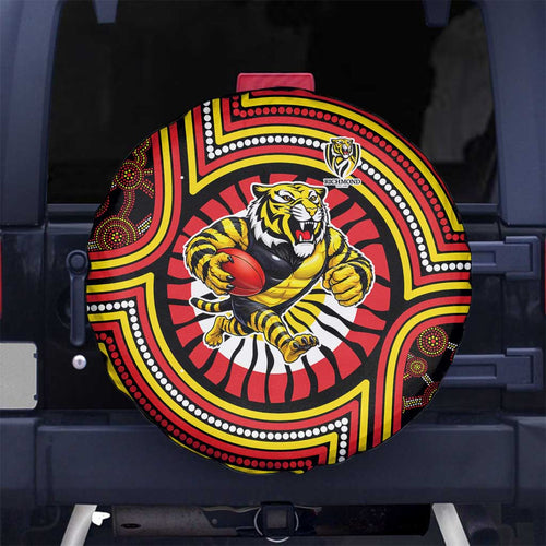 Richmond Football Club Spare Tire Cover Indigenous Monochrome Dot Art Mascot Style