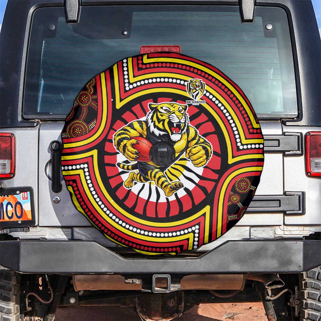 Richmond Football Club Spare Tire Cover Indigenous Monochrome Dot Art Mascot Style
