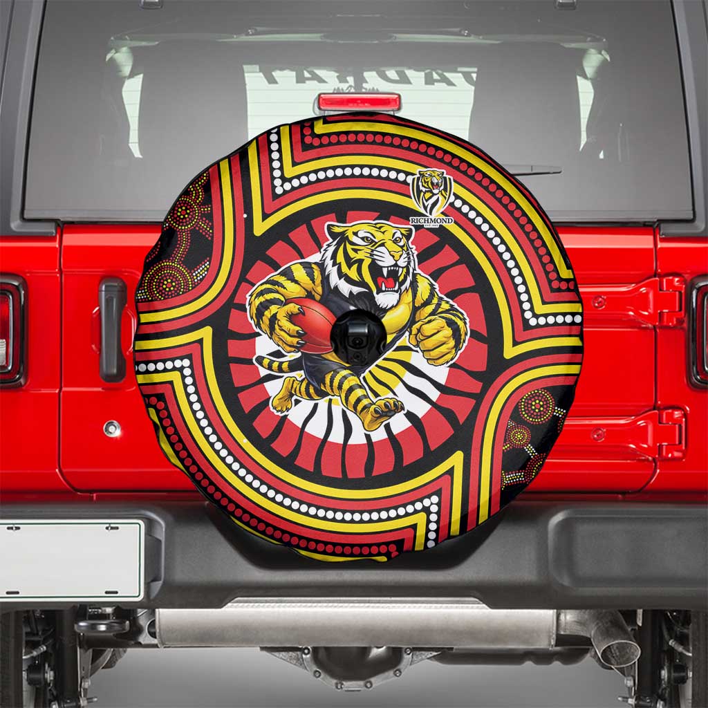 Richmond Football Club Spare Tire Cover Indigenous Monochrome Dot Art Mascot Style