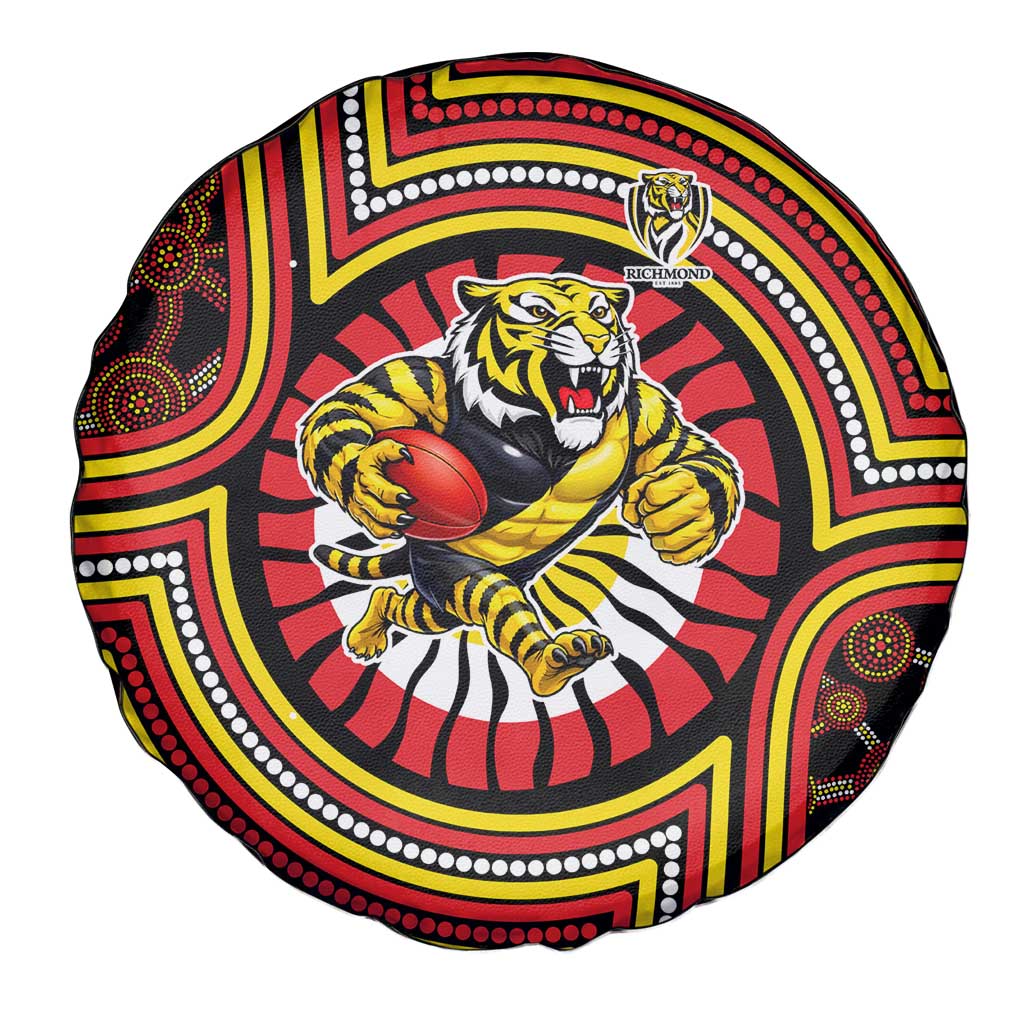 Richmond Football Club Spare Tire Cover Indigenous Monochrome Dot Art Mascot Style
