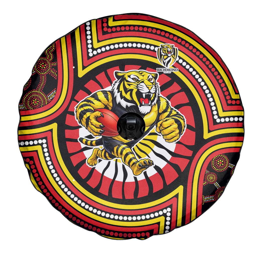 Richmond Football Club Spare Tire Cover Indigenous Monochrome Dot Art Mascot Style