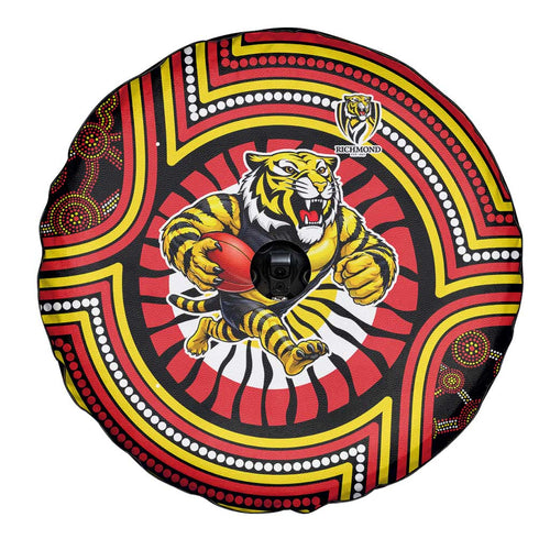 Richmond Football Club Spare Tire Cover Indigenous Monochrome Dot Art Mascot Style