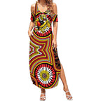 Richmond Football Club Summer Maxi Dress Indigenous Monochrome Dot Art Mascot Style