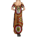Richmond Football Club Summer Maxi Dress Indigenous Monochrome Dot Art Mascot Style