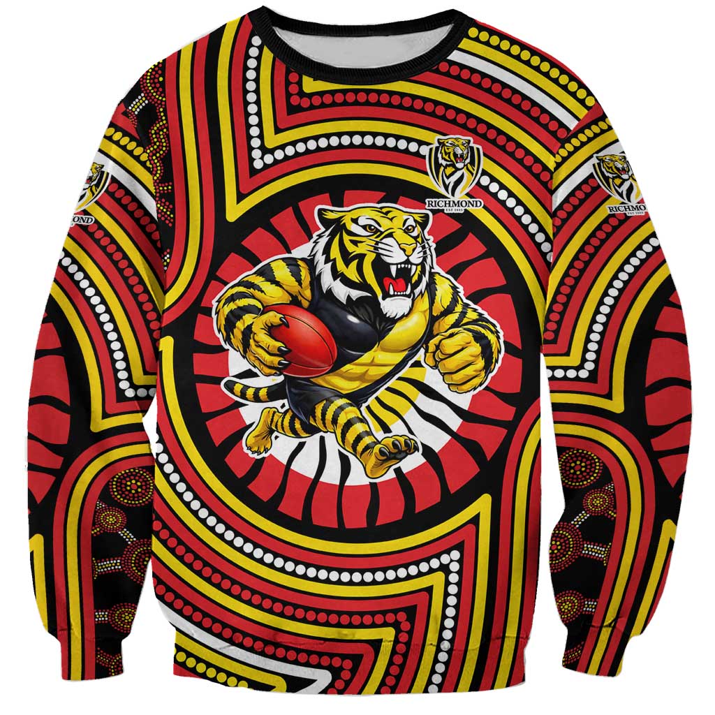 Richmond Football Club Sweatshirt Indigenous Monochrome Dot Art Mascot Style