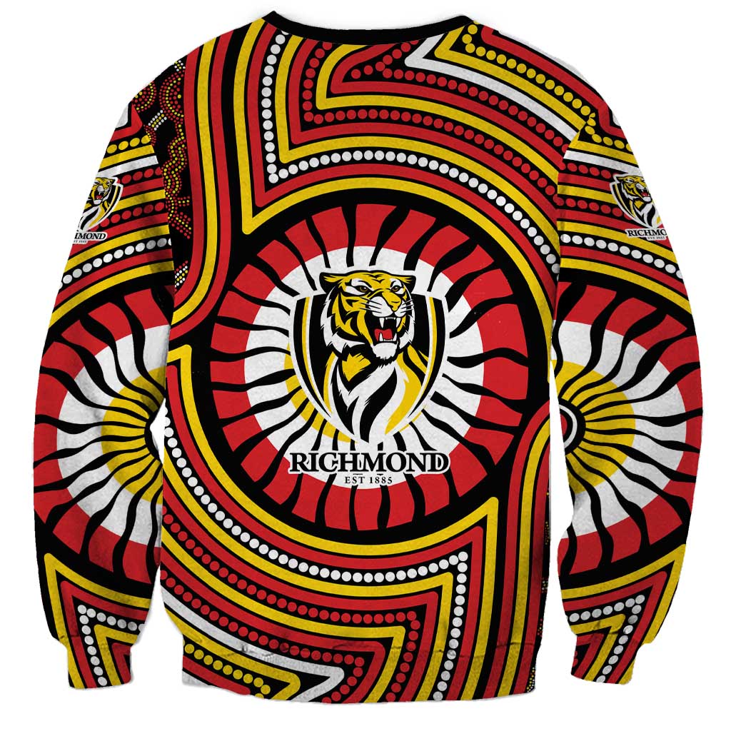 Richmond Football Club Sweatshirt Indigenous Monochrome Dot Art Mascot Style