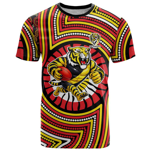 Richmond Football Club T Shirt Indigenous Monochrome Dot Art Mascot Style