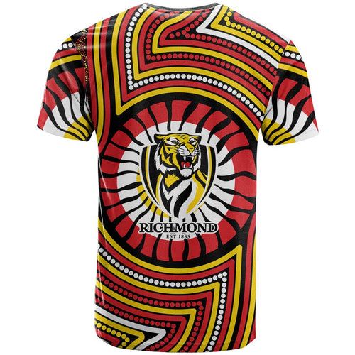 Richmond Football Club T Shirt Indigenous Monochrome Dot Art Mascot Style