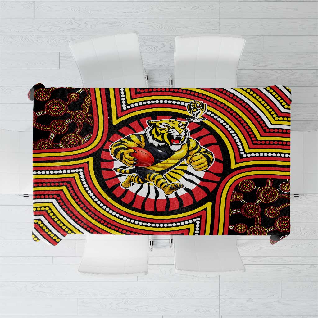 Richmond Football Club Tablecloth Indigenous Monochrome Dot Art Mascot Style