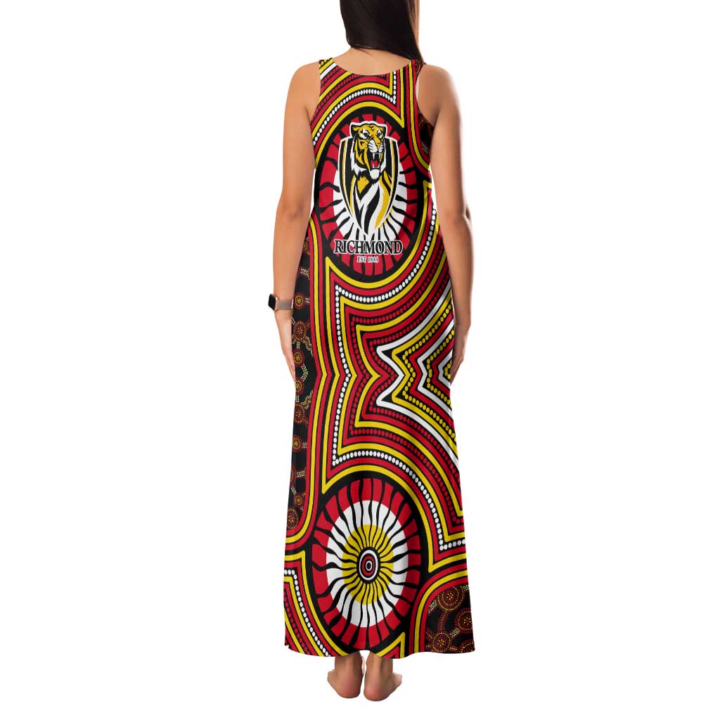 Richmond Football Club Tank Maxi Dress Indigenous Monochrome Dot Art Mascot Style