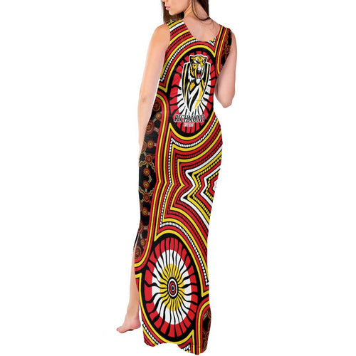 Richmond Football Club Tank Maxi Dress Indigenous Monochrome Dot Art Mascot Style