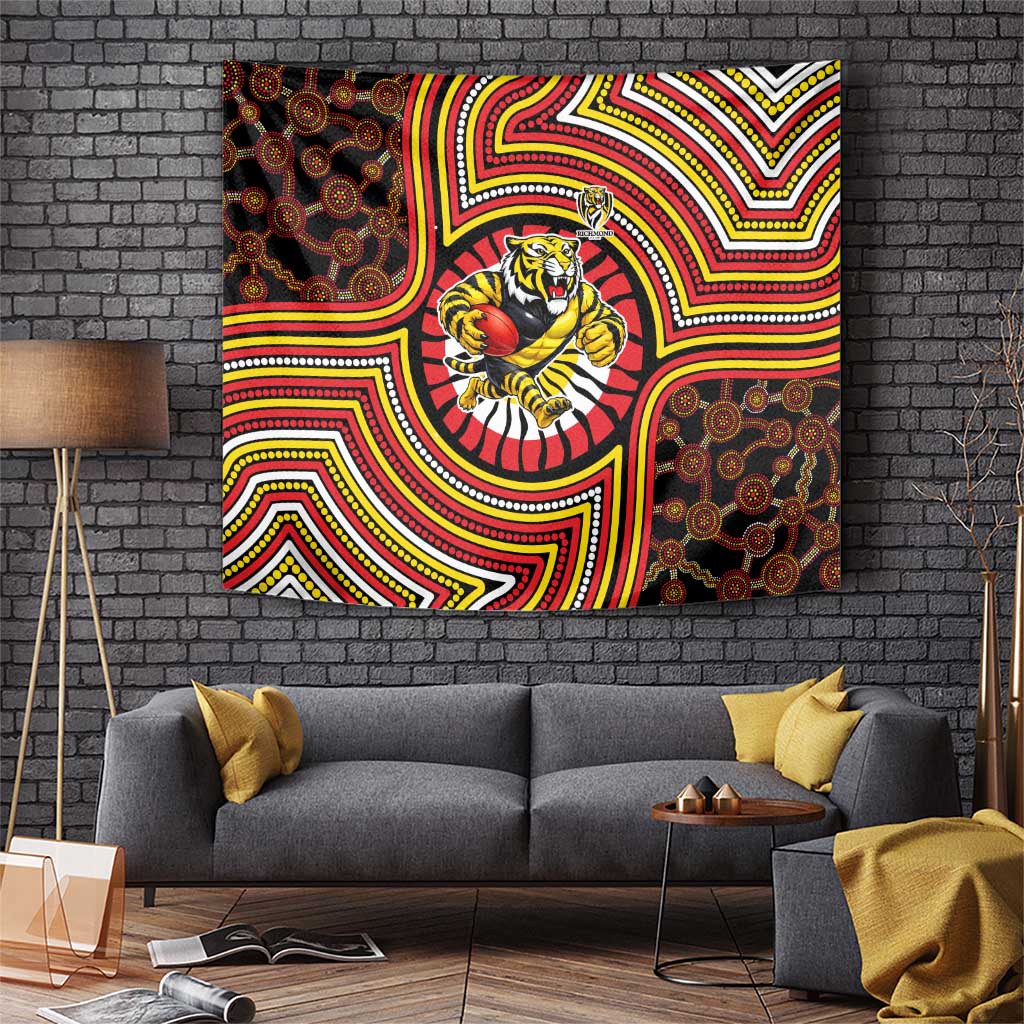 Richmond Football Club Tapestry Indigenous Monochrome Dot Art Mascot Style