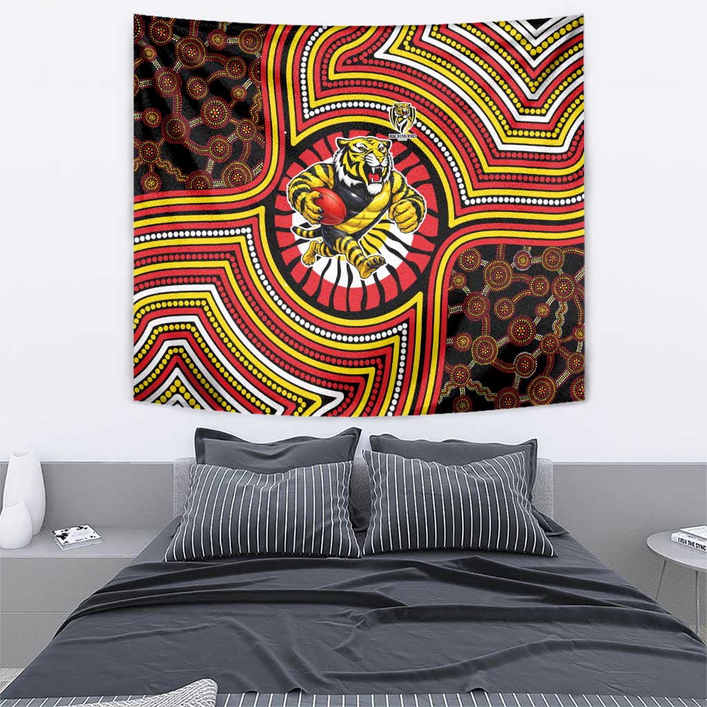 Richmond Football Club Tapestry Indigenous Monochrome Dot Art Mascot Style