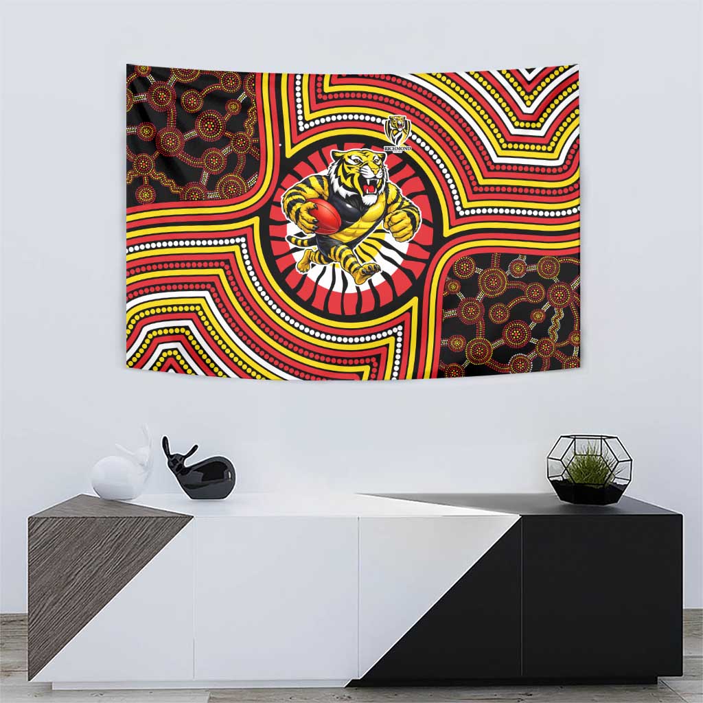 Richmond Football Club Tapestry Indigenous Monochrome Dot Art Mascot Style