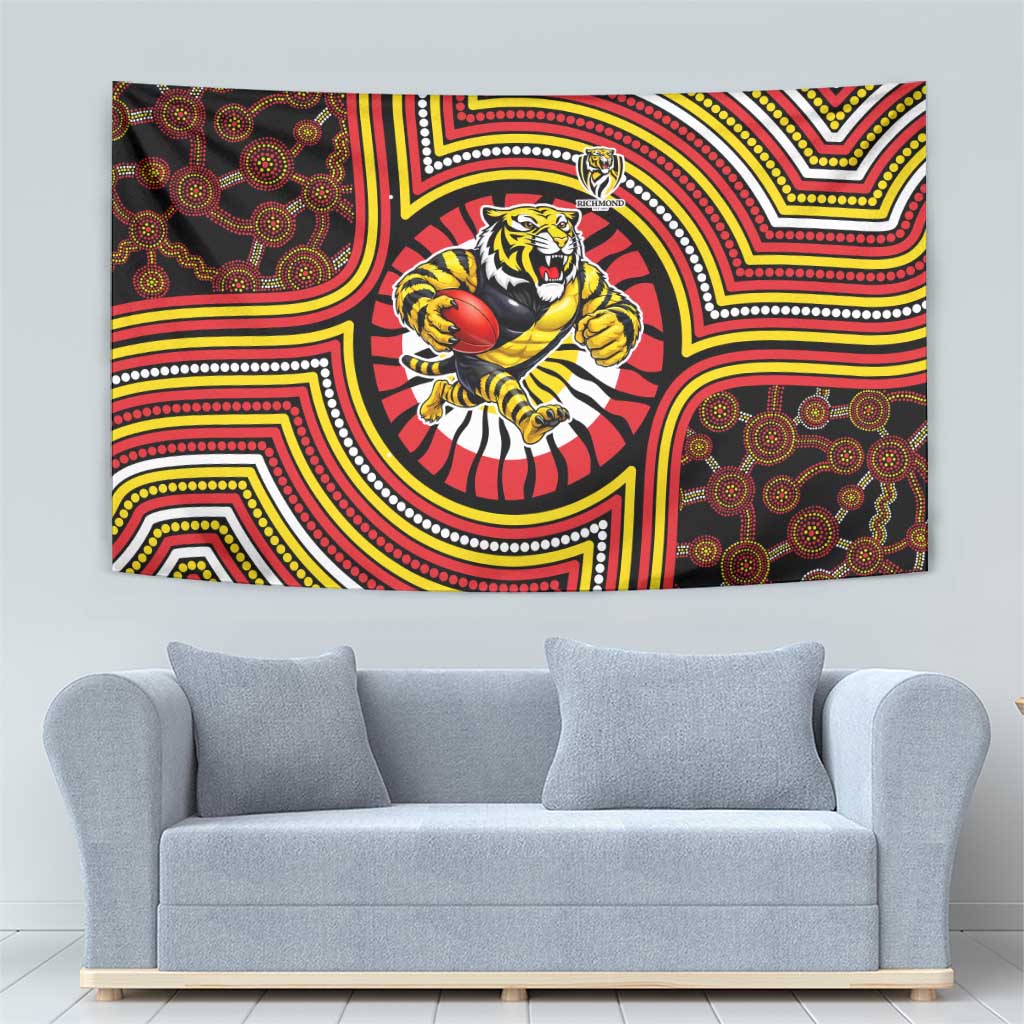 Richmond Football Club Tapestry Indigenous Monochrome Dot Art Mascot Style